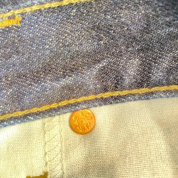 VTG Levis Distressed Cut Out 505 Blue Wash Denim Shorts Summer Festival Cheeky 6 - Picture 5 of 8